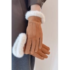 Swan Madchen Swan Madchen Faux Fur Fleece Patchwork Gloves