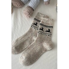 Swan Madchen Swan Madchen Fair Isle Reindeer Wool Lace Slouchy Socks