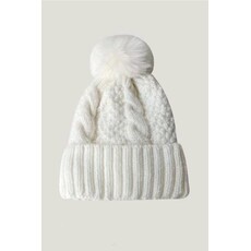 Swan Madchen Swan Madchen Solid Pom-Pom Fleece Lined Beanie