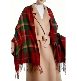 Swan Madchen Christmas Plaid Fringed Shawl Scarf