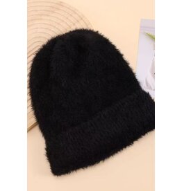 Swan Madchen Faux Mink Knit Cuffed Beanie