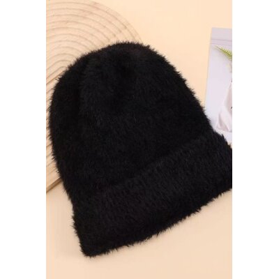 Swan Madchen Faux Mink Knit Cuffed Beanie