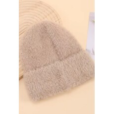 Swan Madchen Swan Madchen Faux Mink Knit Cuffed Beanie