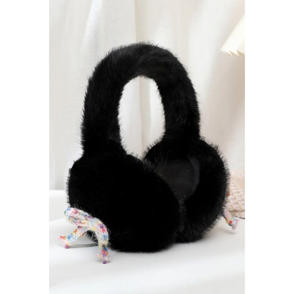 Swan Madchen Swan Madchen Faux Fur Knit Bow Tie Ear Muffs