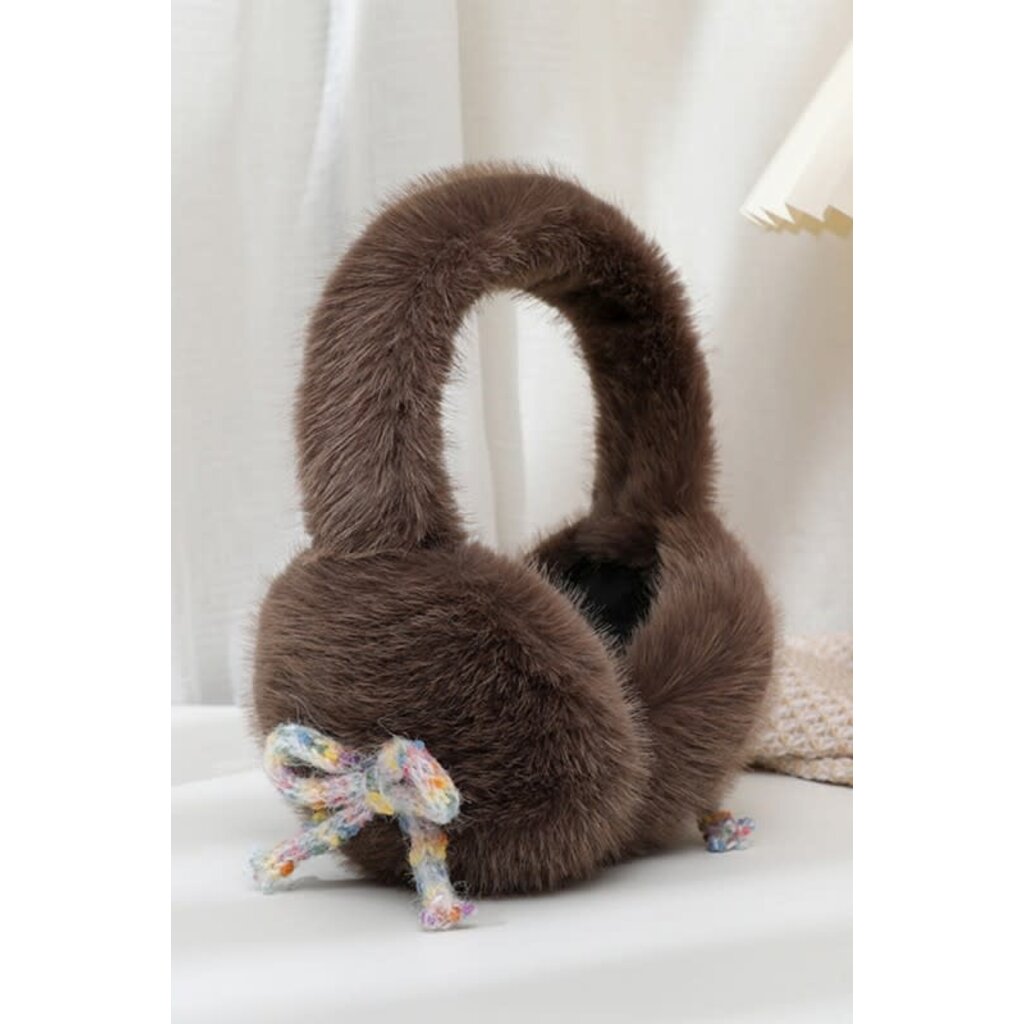 Swan Madchen Swan Madchen Faux Fur Knit Bow Tie Ear Muffs