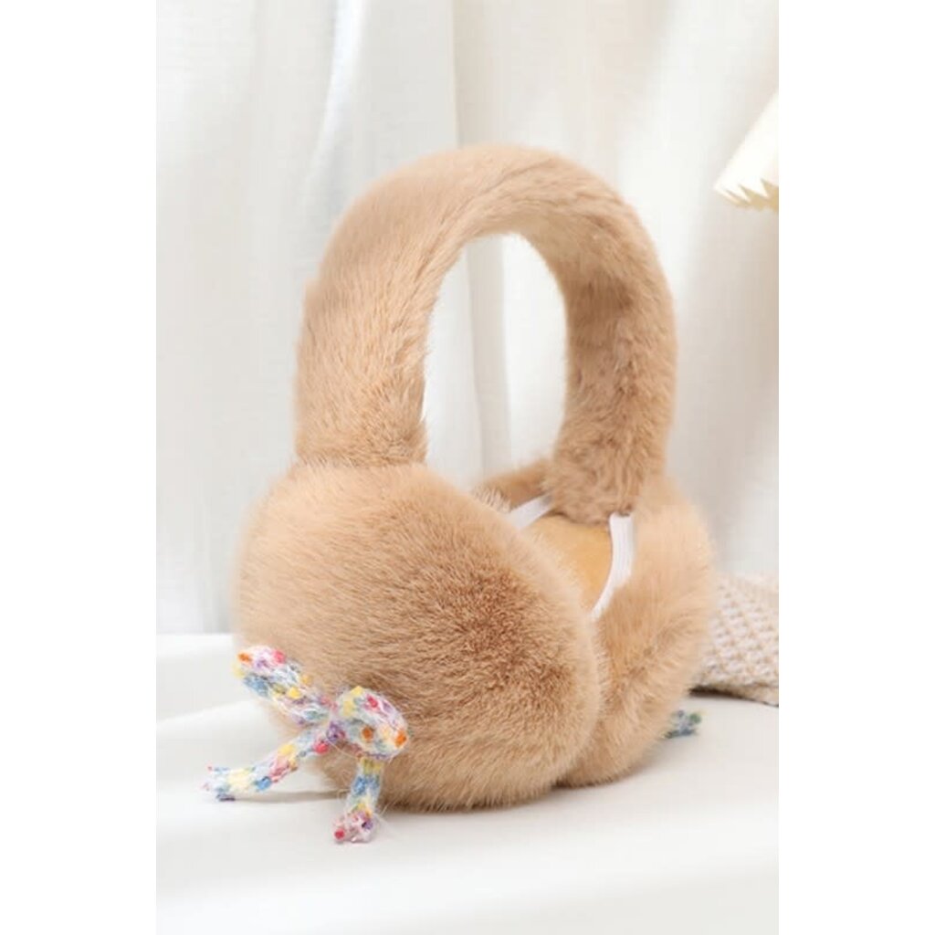 Swan Madchen Swan Madchen Faux Fur Knit Bow Tie Ear Muffs