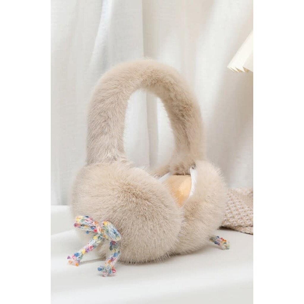 Swan Madchen Swan Madchen Faux Fur Knit Bow Tie Ear Muffs