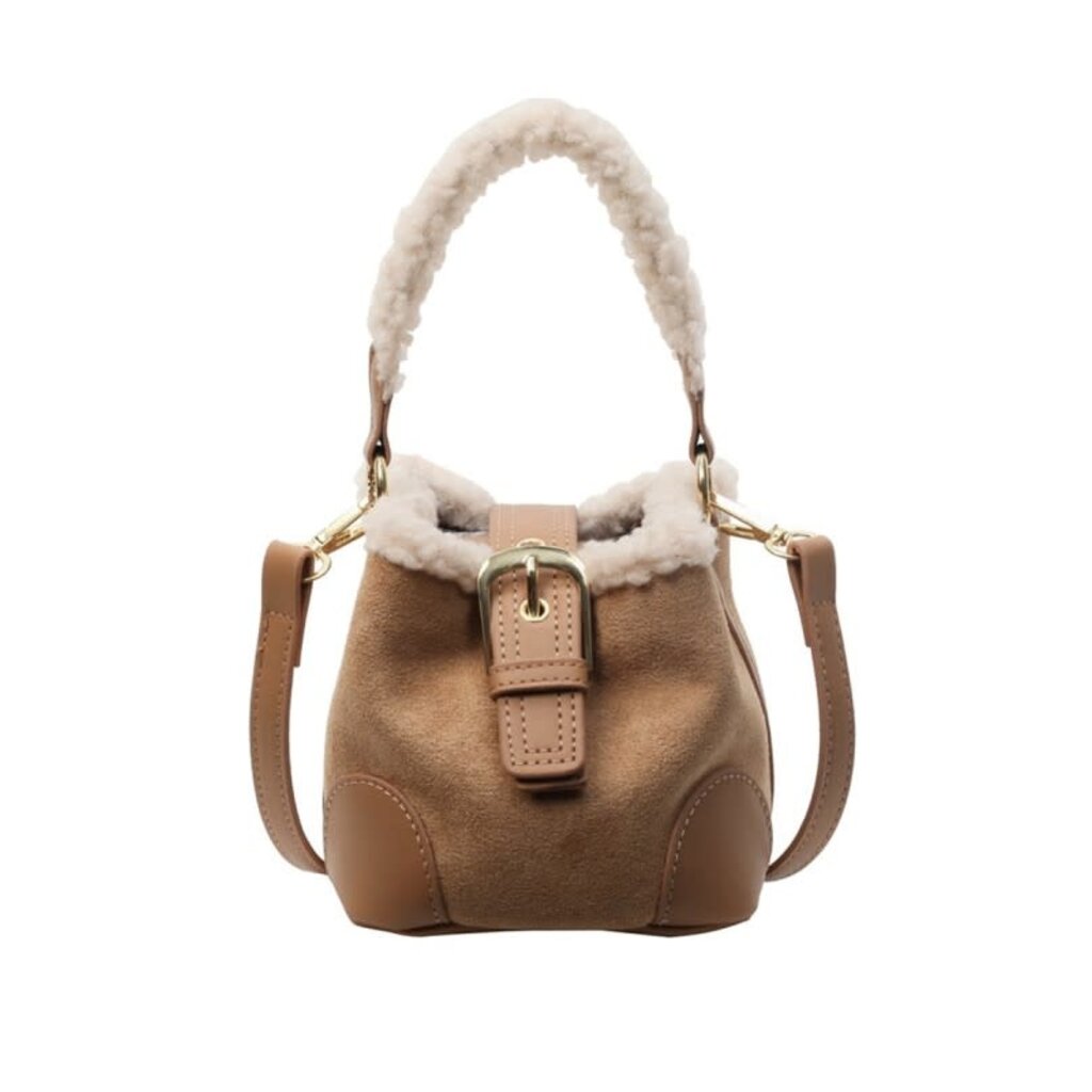 Swan Madchen Swan Madchen Faux Fur Patchwork Bucket Crossbody