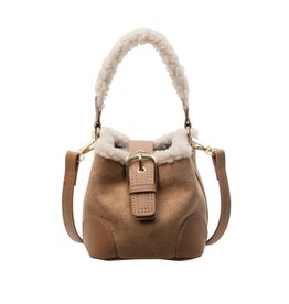 Swan Madchen Faux Fur Patchwork Bucket Crossbody