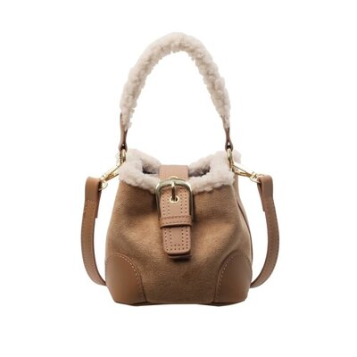 Swan Madchen Faux Fur Patchwork Bucket Crossbody