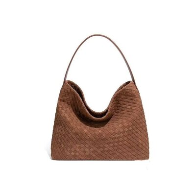 Swan Madchen Suede Woven Large Shoulder Bag