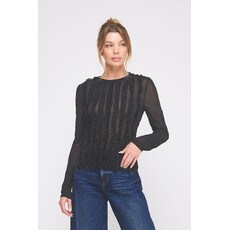 Allie Rose Allie Rose Crinkled Silky Sheer Long Sleeve