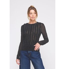 Allie Rose Crinkled Silky Sheer Long Sleeve