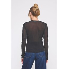 Allie Rose Allie Rose Crinkled Silky Sheer Long Sleeve