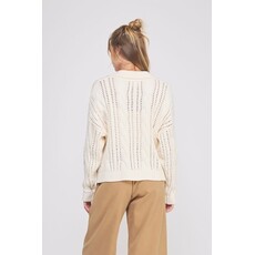 Allie Rose Allie Rose Classic Cable Knit Polo Sweater