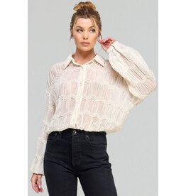 Allie Rose Romantic Sheer Button Front Blouse