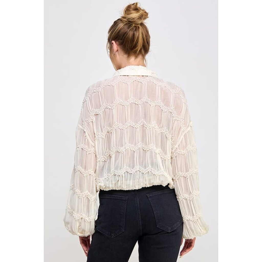 Allie Rose Allie Rose Romantic Sheer Button Front Blouse