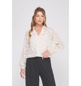 Allie Rose Jacquard Button Up Blouse