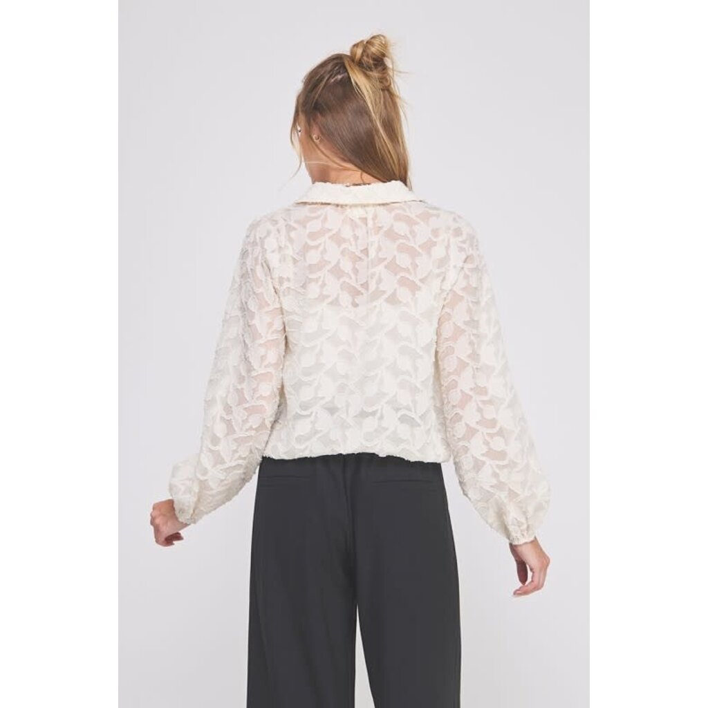 Allie Rose Allie Rose Jacquard Button Up Blouse