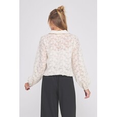 Allie Rose Allie Rose Jacquard Button Up Blouse
