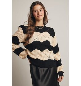 Forte Wave Knit Chevron Pullover