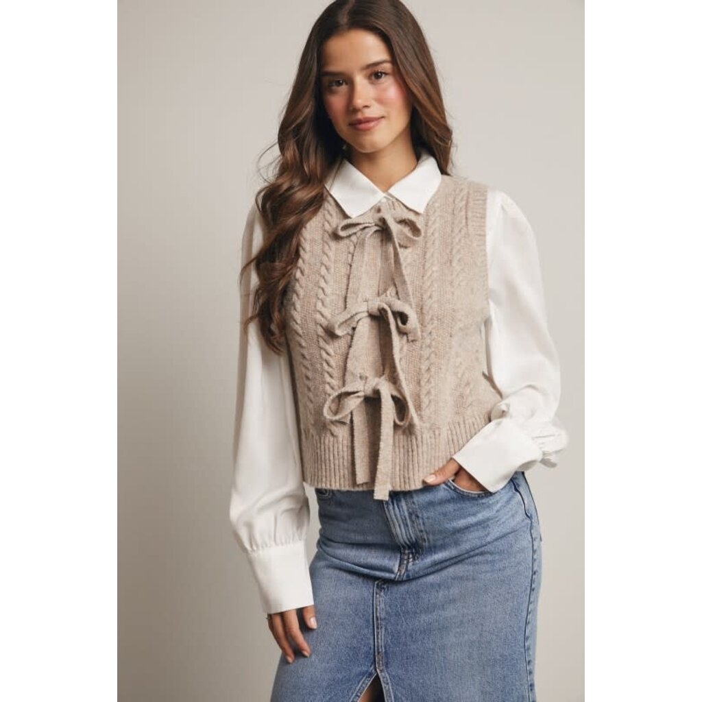Forte Forte Cable Knit Bow Tie Sweater Vest