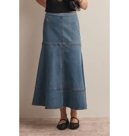 Forte Panel Seam A Line Denim Maxi Skirt