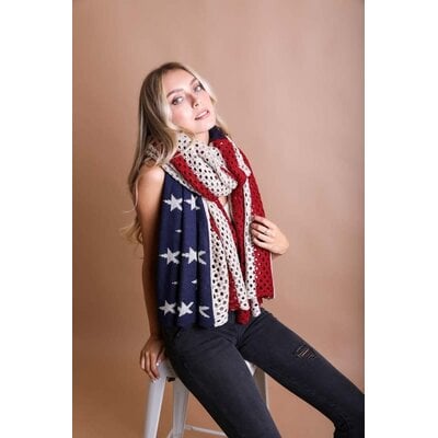 Leto Collection American Flag Knit Blanket Scarf