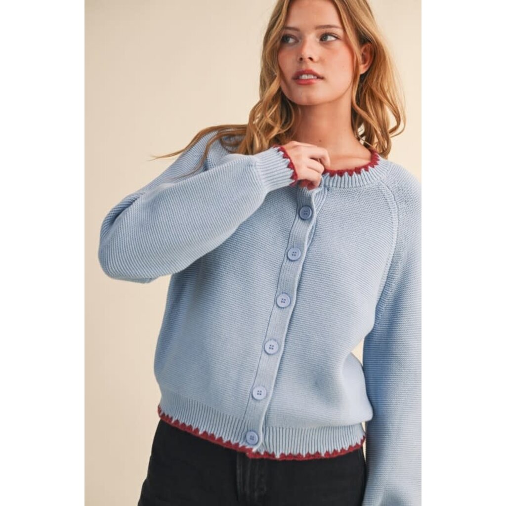 &Merci &Merci Sweater Cardigan with Contrast Stitch
