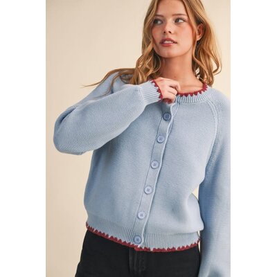 &Merci Sweater Cardigan with Contrast Stitch