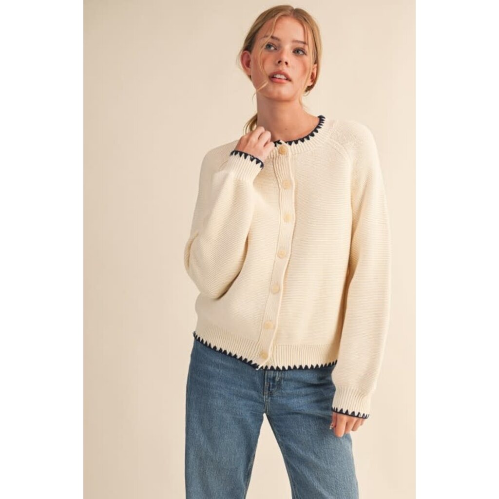 &Merci &Merci Sweater Cardigan with Contrast Stitch