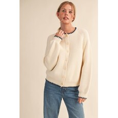 &Merci &Merci Sweater Cardigan with Contrast Stitch