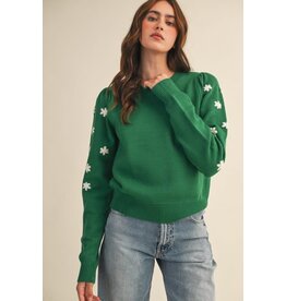 &Merci Pullover Sweater with Embroidered Sleeves