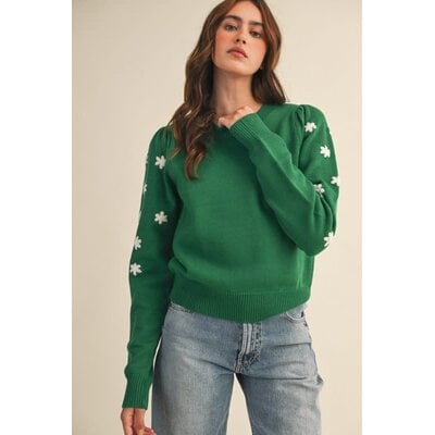 &Merci Pullover Sweater with Embroidered Sleeves