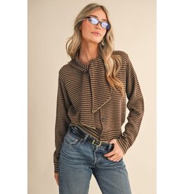 &Merci Striped Tying Neck Sweater