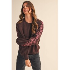 &Merci &Merci Pullover Sweater with Embroidered Sleeves