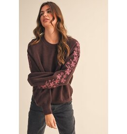 &Merci Pullover Sweater with Embroidered Sleeves
