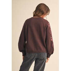 &Merci &Merci Pullover Sweater with Embroidered Sleeves