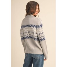 &Merci &Merci Fair Isle Zip Up Sweater