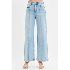 Risen Risen High Rise Wide Leg Pintucked Detail Jean