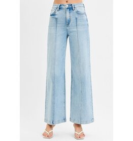 Risen High Rise Wide Leg Pintucked Detail Jean