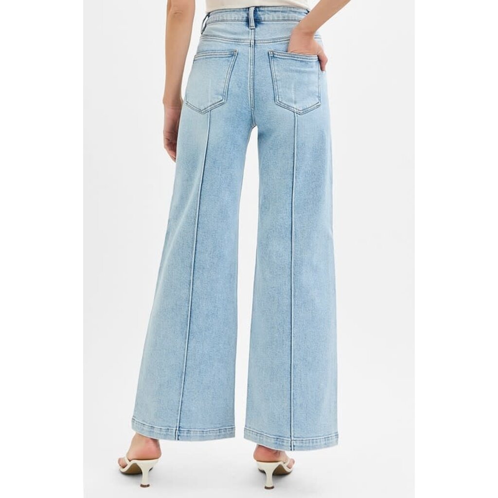 Risen Risen High Rise Wide Leg Pintucked Detail Jean