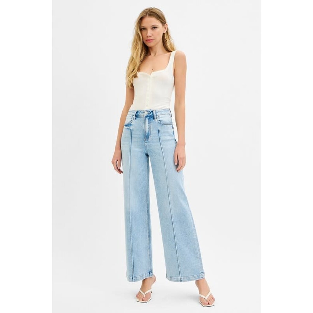 Risen Risen High Rise Wide Leg Pintucked Detail Jean
