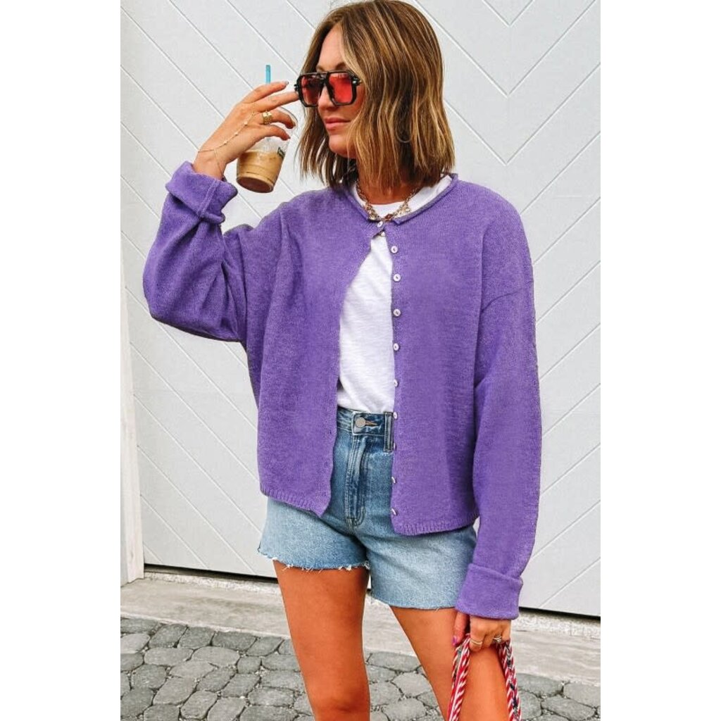 Aiwee Fashion Aiwee Fashion Button Front Drop Shoulder Cardigan