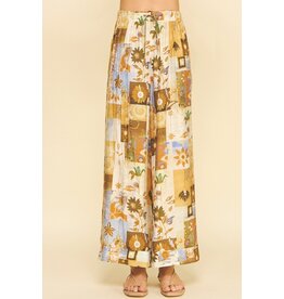 Pinch Print Wide Leg Pants