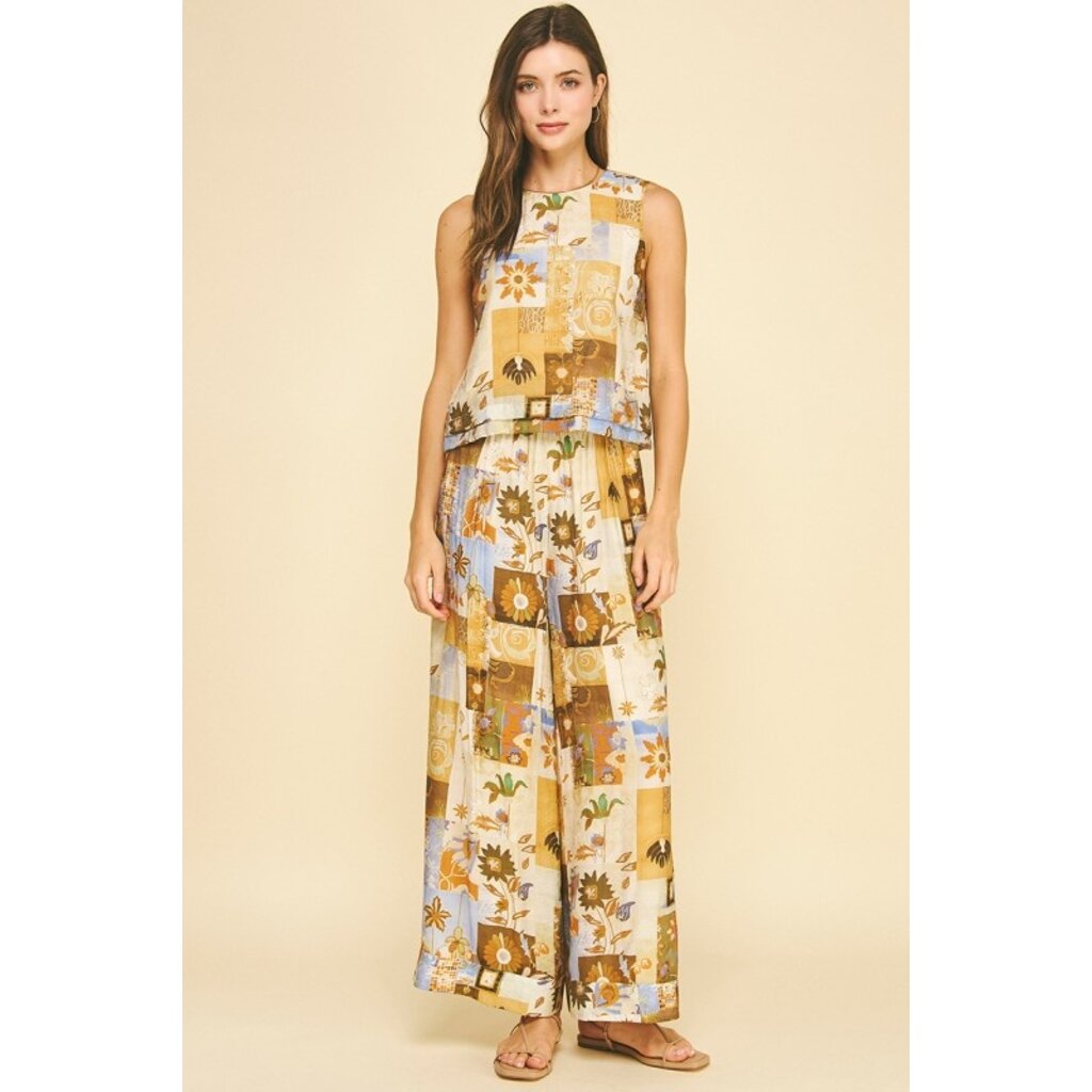 Pinch Pinch Print Wide Leg Pants