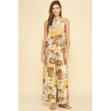 Pinch Pinch Print Wide Leg Pants