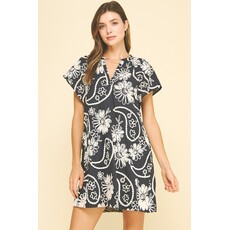 Pinch Pinch Floral Print Embroidered Mini Dress