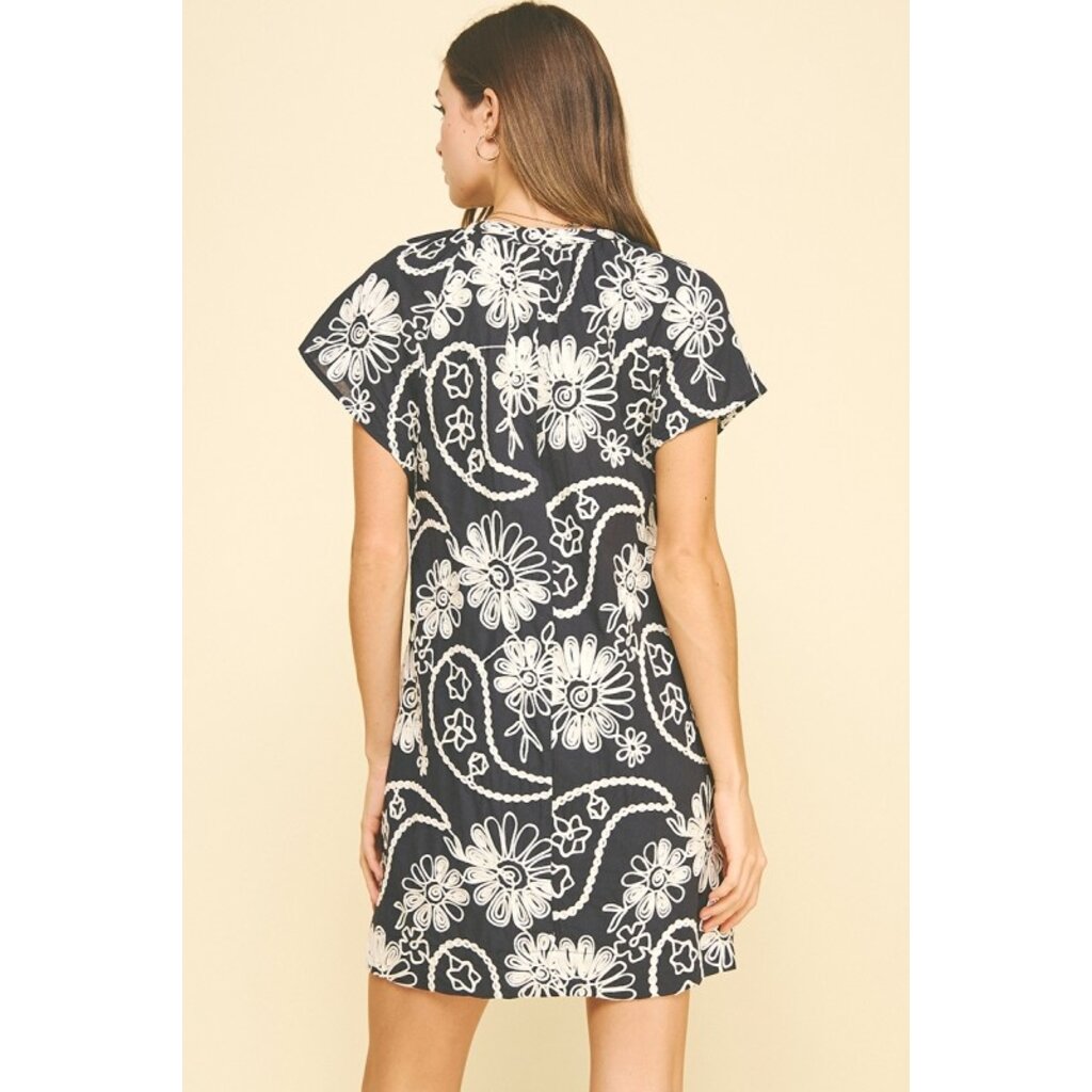 Pinch Pinch Floral Print Embroidered Mini Dress