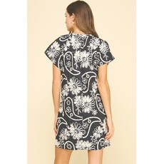 Pinch Pinch Floral Print Embroidered Mini Dress
